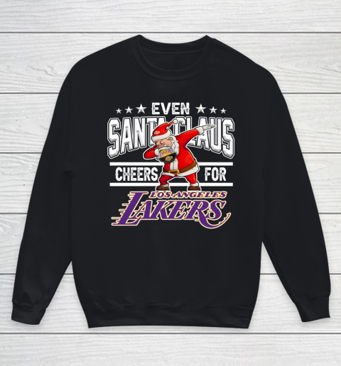 Los Angeles Lakers Even Santa Claus Cheers For Christmas NBA Youth Sweatshirt