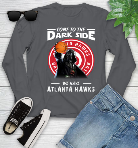 NBA Come To The Dark Side We Have Atlanta Hawks Star Wars Darth Vader Basketball Youth Long Sleeve 9