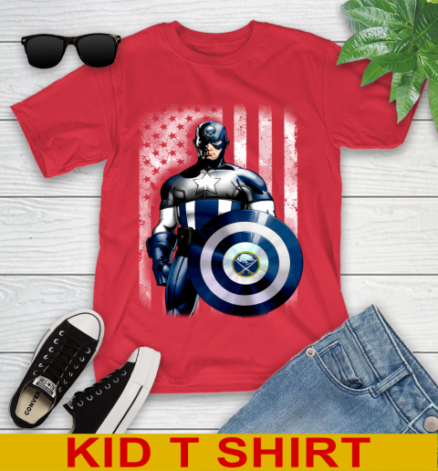 Buffalo Sabres NHL Hockey Captain America Marvel Avengers American Flag Shirt Youth T-Shirt 12 Buffalo Sabres NHL Hockey Captain America Marvel Avengers American Flag Shirt Youth T-Shirt - Image 12