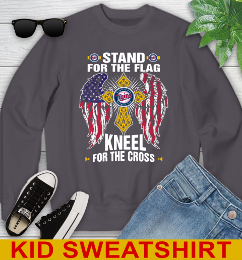 MLB Baseball Minnesota Twins Stand For Flag Kneel For The Cross Shirt Youth Sweatshirt 5