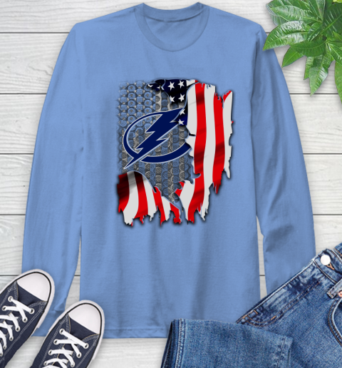 Tampa Bay Lightning NHL Hockey American Flag Long Sleeve T-Shirt 12