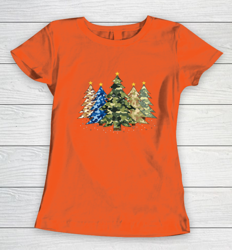 Camo Print Christmas Trees with Camouflage Print Xmas Women's T-Shirt 3