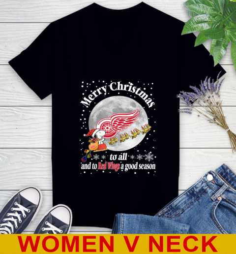 Detroit Red Wings Merry Christmas To All And To Red Wings A Good Season NHL Hockey Sports Women's V-Neck T-Shirt