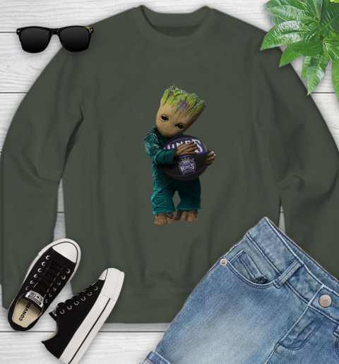 NBA Groot Guardians Of The Galaxy Basketball Sports Sacramento Kings Youth Sweatshirt 10