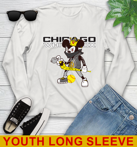 Chicago White Sox MLB Baseball Mickey Peace Sign Sports Youth Long Sleeve 12