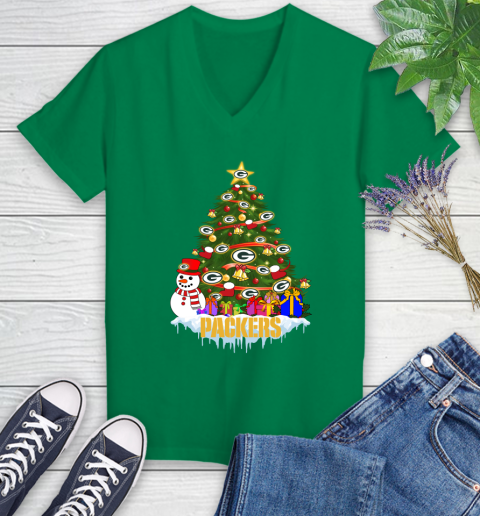 Green Bay Packers Merry Christmas NFL Football Sports Women's V-Neck T-Shirt 5