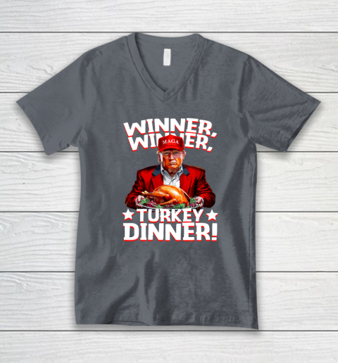 Funny Trump Winner Winner Turkey Dinner Thanksgiving V-Neck T-Shirt 3