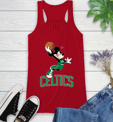 NBA Basketball Boston Celtics Cheerful Mickey Mouse Shirt Racerback Tank 6