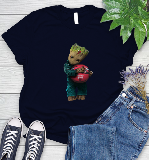 NBA Groot Guardians Of The Galaxy Basketball Sports Chicago Bulls Women's T-Shirt - Image 4