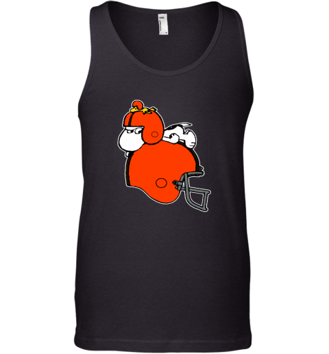 Snoopy And Woodstock Resting On Cleveland Browns Helmet Tank Top