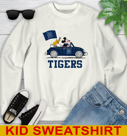 MLB Baseball Detroit Tigers Pluto Mickey Driving Disney Shirt Youth Sweatshirt
