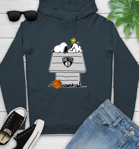 Brooklyn Nets NBA Basketball Snoopy Woodstock The Peanuts Movie Youth Hoodie 8