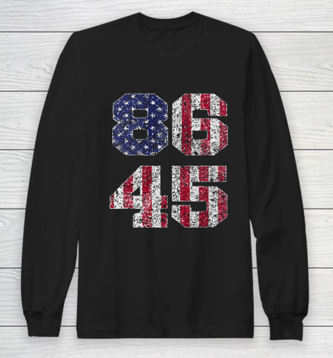Trump 45 Shirt  8645 Vintage Retro Style 86 45 Anti Trump tee American Flag Long Sleeve T-Shirt
