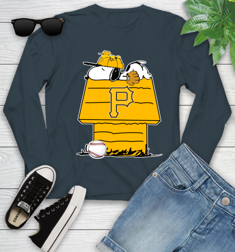 MLB Pittsburgh Pirates Snoopy Woodstock The Peanuts Movie Baseball T Shirt Youth Long Sleeve 8