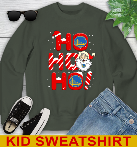 Golden State Warriors NBA Basketball Ho Ho Ho Santa Claus Merry Christmas Shirt Youth Sweatshirt 8