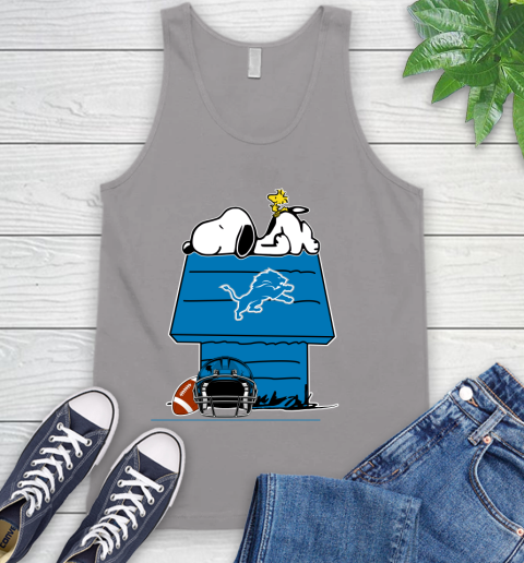 Detroit Lions NFL Football Snoopy Woodstock The Peanuts Movie Tank Top 4