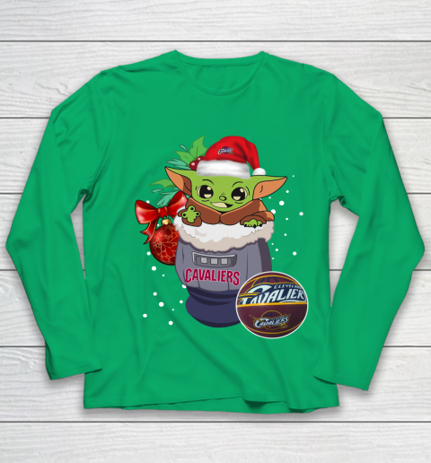 Cleveland Cavaliers Christmas Baby Yoda Star Wars Funny Happy NBA Youth Long Sleeve 6