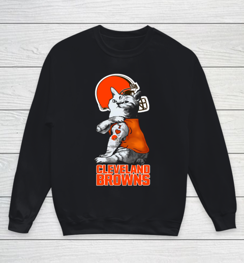 NFL Football My Cat Loves Cleveland Browns Youth Sweatshirt