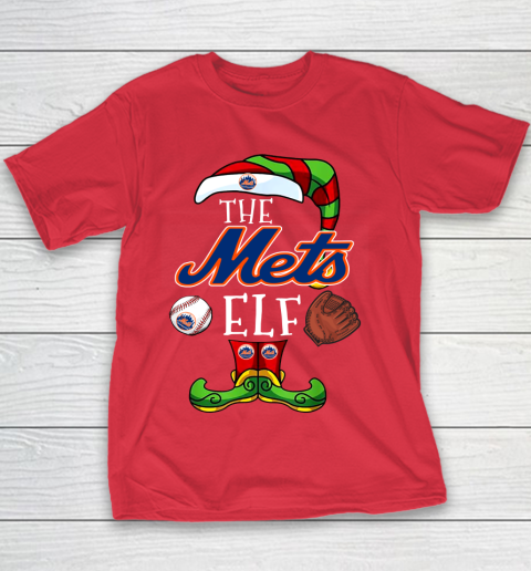 New York Mets Christmas ELF Funny MLB Youth T-Shirt 7