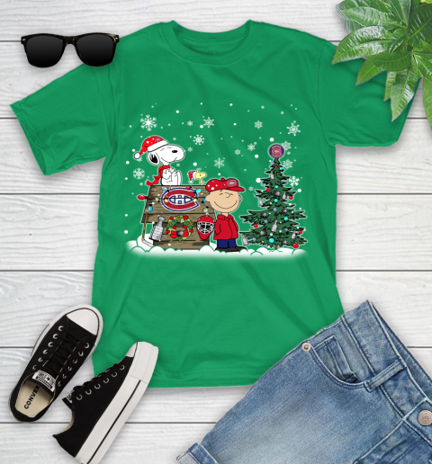 NHL Montreal Canadiens Snoopy Charlie Brown Woodstock Christmas Stanley Cup Hockey Youth T-Shirt 8