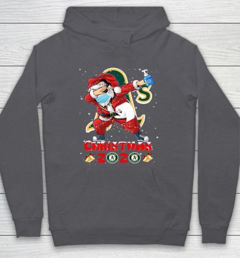 Oakland Athletics Funny Santa Claus Dabbing Christmas 2020 MLB Hoodie 4