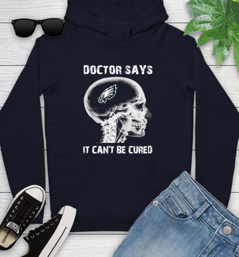 NFL Philadelphia Eagles Football Skull It Can't Be Cured Shirt Youth Hoodie 3