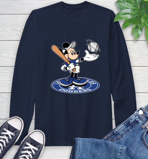 MLB Baseball Los Angeles Dodgers Cheerful Mickey Disney Shirt Long Sleeve T-Shirt 4