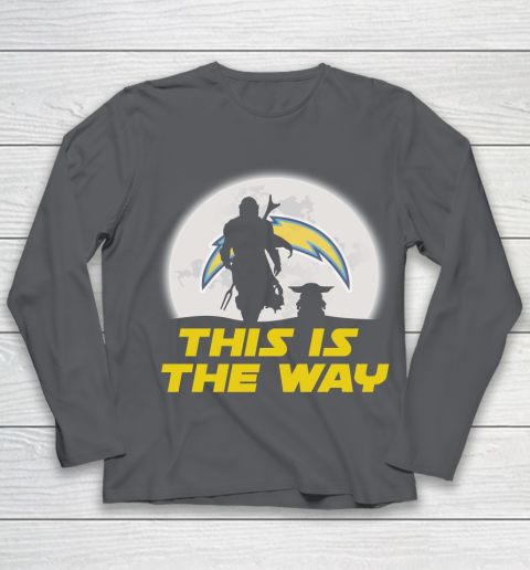 Los Angeles Chargers NFL Football Star Wars Yoda And Mandalorian This Is The Way Youth Long Sleeve 6