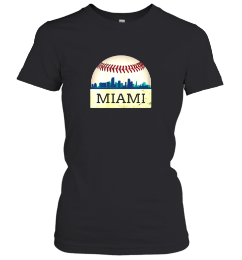 Miami Baseball Shirt Cool Marlin Skyline on Giant Ball Women's T-Shirt