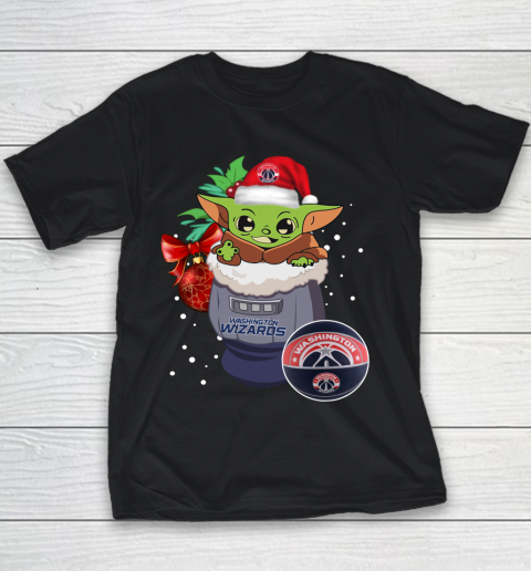 Washington Wizards Christmas Baby Yoda Star Wars Funny Happy NBA Youth T-Shirt 2