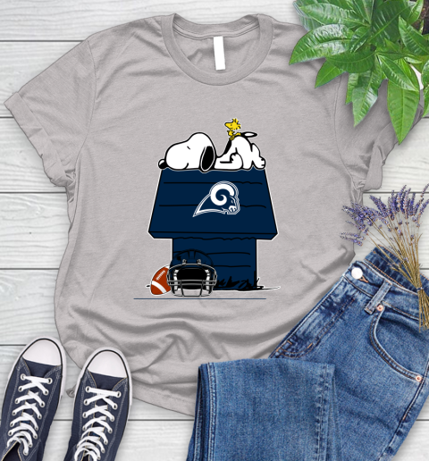Los Angeles Rams NFL Football Snoopy Woodstock The Peanuts Movie Women's T-Shirt 10
