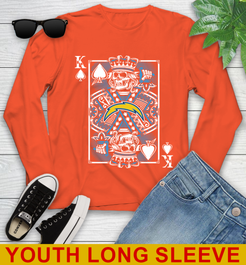 Los Angeles Chargers NFL Football The King Of Spades Death Cards Shirt Youth Long Sleeve 3
