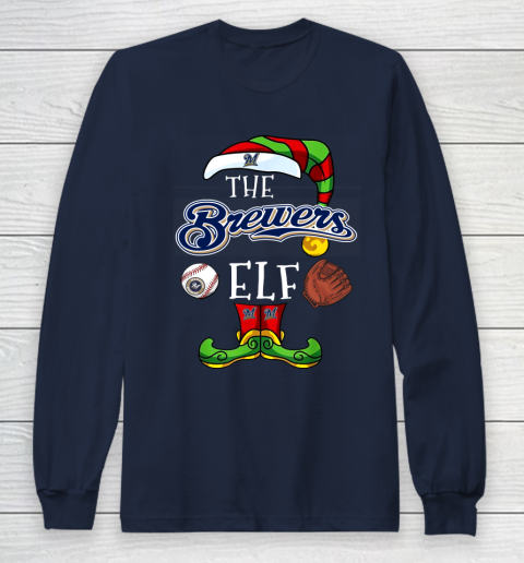 Milwaukee Brewers Christmas ELF Funny MLB Long Sleeve T-Shirt 2