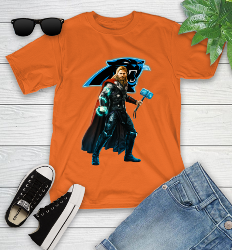 NFL Thor Avengers Endgame Football Carolina Panthers Youth T-Shirt 7