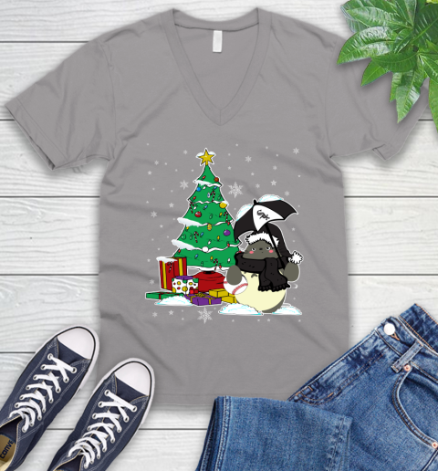 Cincinnati Reds MLB Baseball Cute Tonari No Totoro Christmas Sports (2) V-Neck T-Shirt 3
