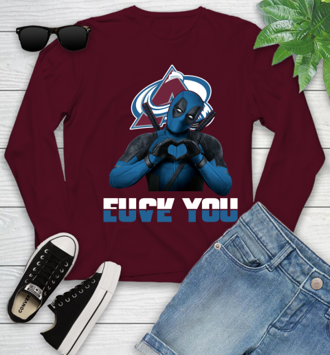 NHL Colorado Avalanche Deadpool Love You Fuck You Hockey Sports Youth Long Sleeve 6
