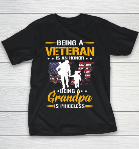 Grandpa Funny Gift Apparel  Mens Being A Veteran Is Honor Being A Grandpa Youth T-Shirt