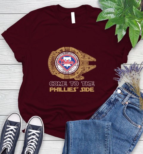 MLB Come To The Philadelphia Phillies Side Star Wars Baseball Sports Women's T-Shirt 7