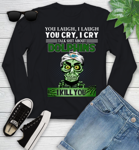 NFL Talk Shit About Miami Dolphins I Kill You Achmed The Dead Terrorist Jeffrey Dunham Football Youth Long Sleeve