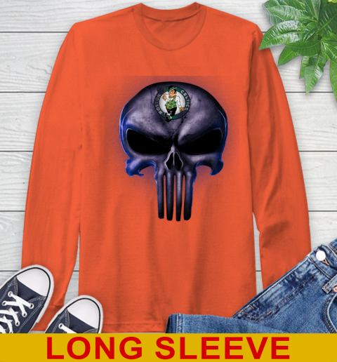 Boston Celtics NBA Basketball Punisher Skull Sports Long Sleeve T-Shirt 4
