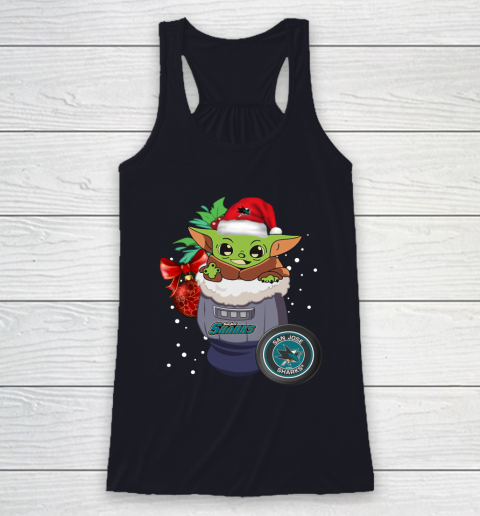 San Jose Sharks Christmas Baby Yoda Star Wars Funny Happy NHL Racerback Tank 8