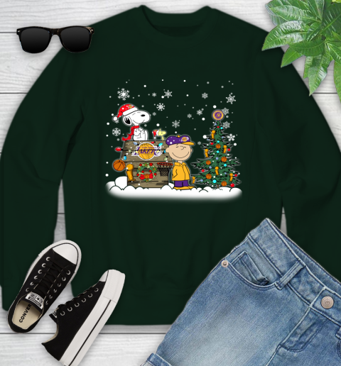 Los Angeles Lakers NBA Basketball Christmas The Peanuts Movie Snoopy Championship Youth Sweatshirt 9