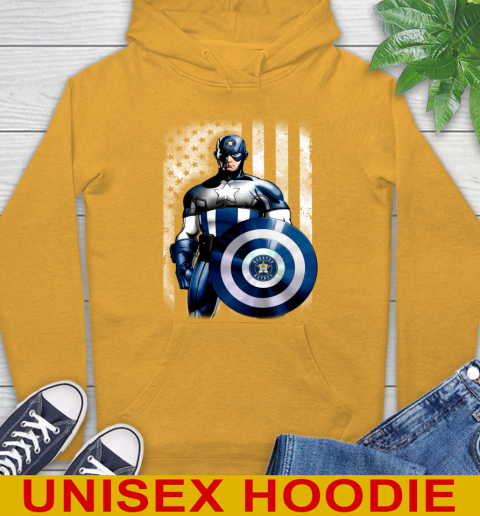 Houston Astros MLB Baseball Captain America Marvel Avengers American Flag Shirt Hoodie 2