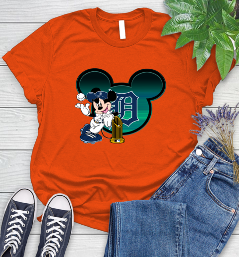 MLB Detroit Tigers The Commissioner's Trophy Mickey Mouse Disney Women's T-Shirt 4