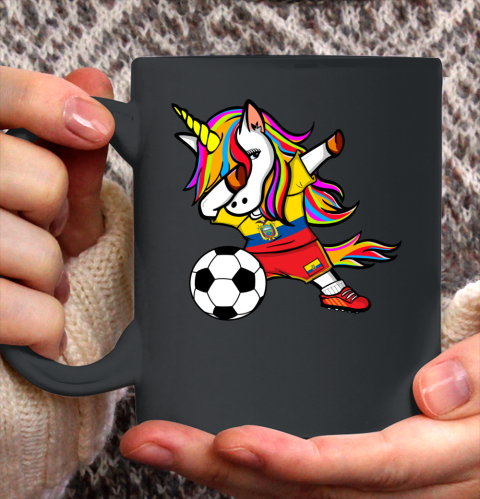 Dabbing Unicorn Ecuador Football Ecuadorean Flag Soccer Ceramic Mug 11oz