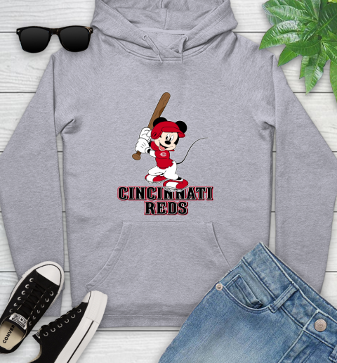 MLB Baseball Cincinnati Reds Cheerful Mickey Mouse Shirt Youth Hoodie 6