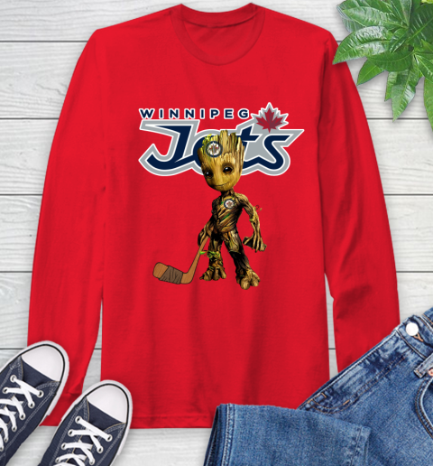 Winnipeg Jets NHL Hockey Groot Marvel Guardians Of The Galaxy Long Sleeve T-Shirt 10