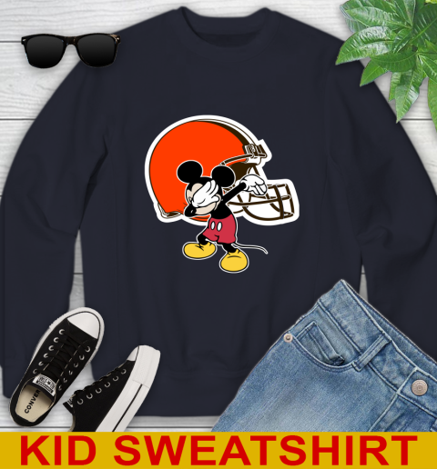 Cleveland Browns NFL Football Dabbing Mickey Disney Sports Youth Sweatshirt 3