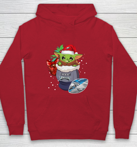 Philadelphia Eagles Christmas Baby Yoda Star Wars Funny Happy NFL Youth Hoodie 9