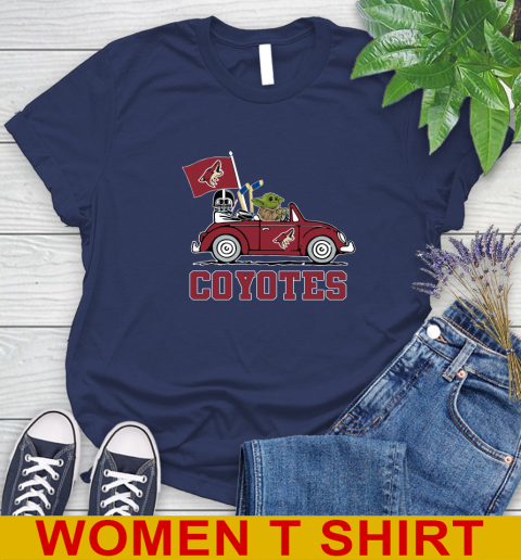 NHL Hockey Arizona Coyotes Darth Vader Baby Yoda Driving Star Wars Shirt Women's T-Shirt 12